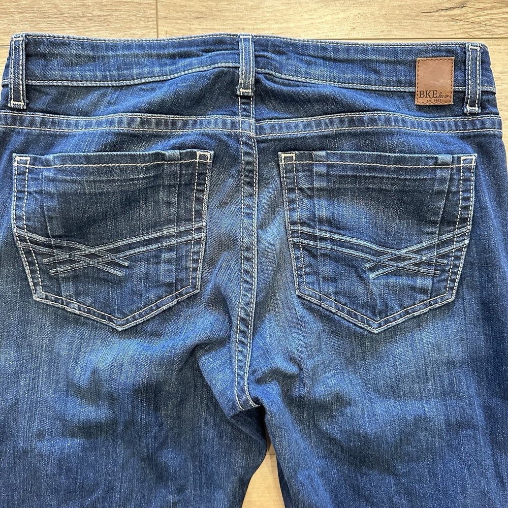BKE Denim Payton Bootcut Jeans Women's Size 28L Dark Wash Thick Stitch Pockets